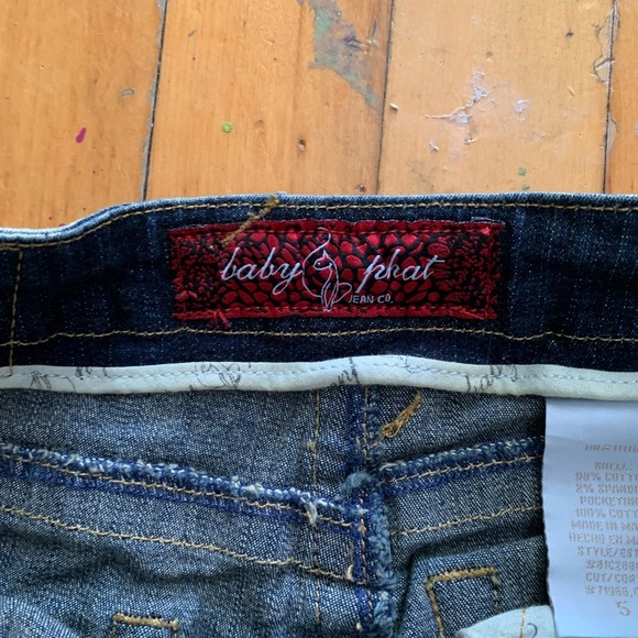 Vintage y2k baby phat nwt Embroidered Floral Blue flare
 Jeans low waisted boho - Picture 11 of 14